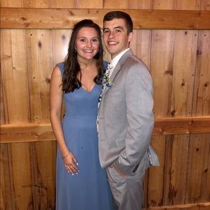 David’s Bridal Steel Blue Bridesmaid Dress